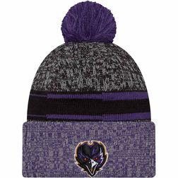 Baltimore Ravens 2023 NFL Sideline Alternate Team Color Pom Cuffed Knit Beanie Hat