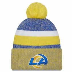 Los Angeles Rams 2023 NFL Sideline Alternate Team Color Pom Cuffed Knit Beanie Hat