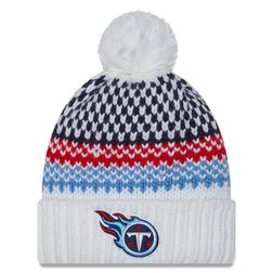 Women's Tennessee Titans White New Era 2023 Sideline Cuffed Knit Beanie Hat