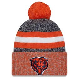 Chicago Bears Bear Logo 2023 NFL Sideline Orange Pom Cuffed Knit Beanie Hat