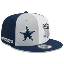 Dallas Cowboys Gray Navy 2023 Sideline Split New Era 9FIFTY Snapback Hat