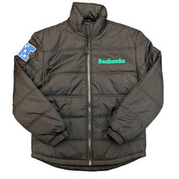 Seattle Seahawks Black NFC Throwback Mitchell & Ness Puffer Jacket