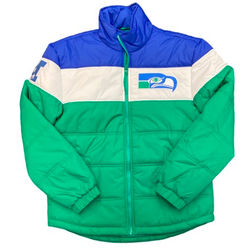 Seattle Seahawks Royal Blue Green Retro Throwback Mitchell & Ness Puffer Jacket