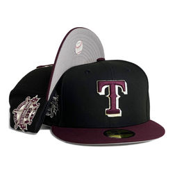 Texas Rangers Black Maroon Two Tone 1995 ASG Patch Gray UV New Era 59FIFTY Fitted Hat