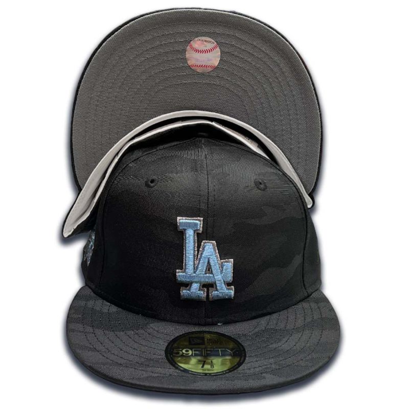Los Angeles Dodgers Black Camo 100th Anniversary Patch Dark Gray UV 59FIFTY  Fitted Hat