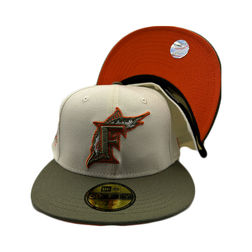  Florida Marlins Chrome Dark Green Two Tone 100th Anniversary Patch Orange UV 59FIFTY Fitted Hat