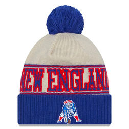 New England Patriots 2023 NFL Sideline Historic Pom Cuffed Knit Beanie Hat