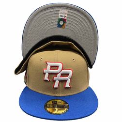 Puerto Rico Blue Khaki Two Tone Puerto Rico Flag Patch Gray UV 59FIFTY Fitted Hat