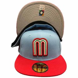 Mexico Icy Blue Cardinal Red Two Tone Mexico Flag Patch Gray UV New Era 59FIFTY Fitted Hat