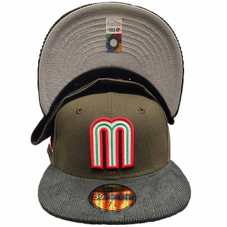 Mexico Brown Black Corduroy Two Tone Mexico Flag Patch Gray UV New Era