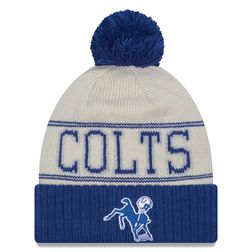 Indianapolis Colts 2023 NFL Sideline Historic Pom Cuffed Knit Beanie Hat