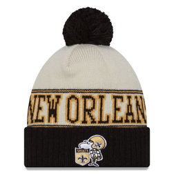 New Orleans Saints 2023 NFL Sideline Historic Pom Cuffed Knit Beanie Hat