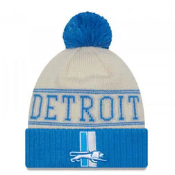 Detroit Lions 2023 NFL Sideline Historic Pom Cuffed Knit Beanie Hat