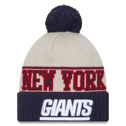 New York Giants 2023 NFL Sideline Historic Pom Cuffed Knit Beanie Hat