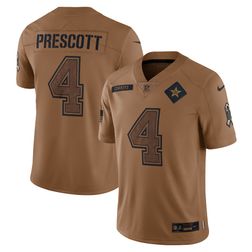 Dallas Cowboys Dak Prescott Brown Nike 2023 Salute To Service Limited Jersey