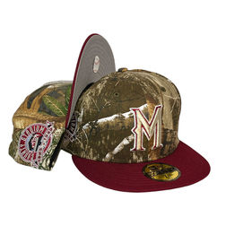 Milwaukee Brewers Realtree Maroon Two Tone County Stadium Patch Gray UV New Era 59FIFTY Fitted Hat