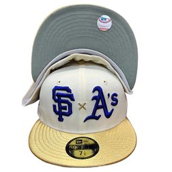San Francisco Giants x Oakland Athletics Chrome Metallic Gold Brim New Era 59FIFTY Fitted Hat