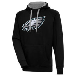 Philadelphia Eagles Black Victory Antigua Mens Long Sleeve Hoodie