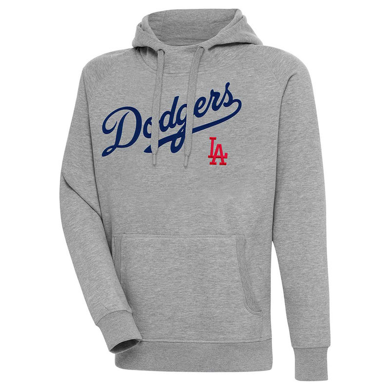 Los Angeles Dodgers Gray Script Victory Antigua Mens Long Sleeve