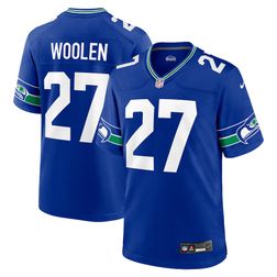 Seattle Seahawks Tariq Woolen Royal Blue Retro Throwback Nike Game Jersey