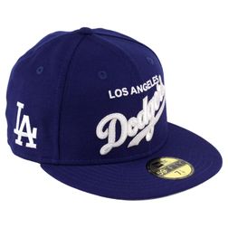 Los Angeles Dodgers Royal Blue Script LA Patch Gray UV 59FIFTY Fitted Hat