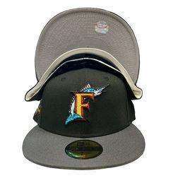Florida Marlins Black Charcoal Two Tone 10th Anniversary Patch Gray UV New Era 59FIFTY Fitted Hat