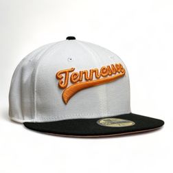 Tennessee Volunteers NCAA White Black Two Tone Script Logo New Era 59FIFTY Fitted Hat