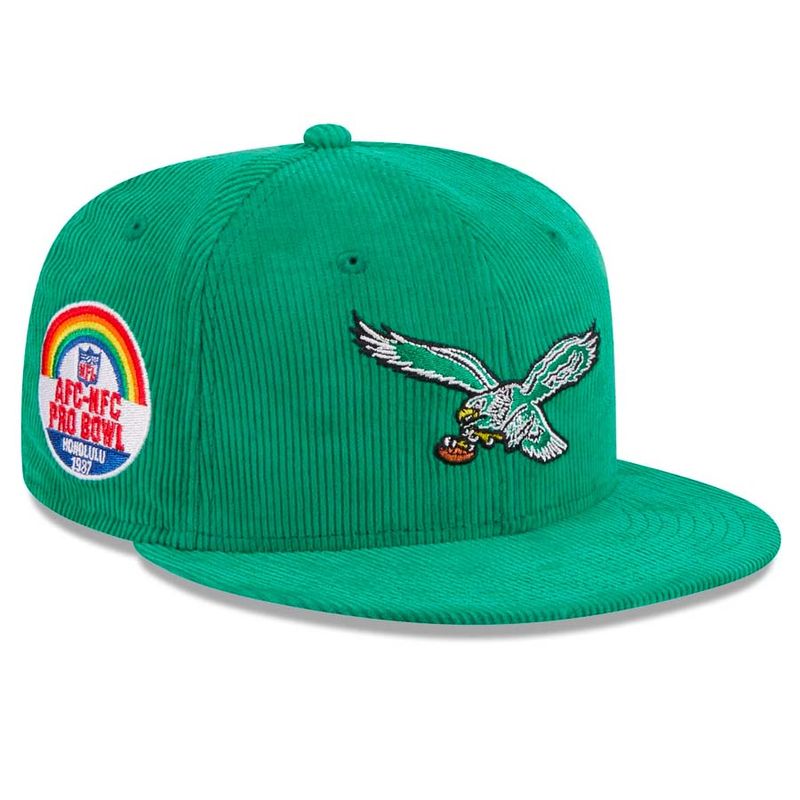 Philadelphia Eagles Green Throwback Corduroy 1987 Pro Bowl Patch Gray UV  59FIFTY Fitted Hat