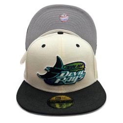 Tampa Bay Devil Rays Chrome Black Side Batty Gray UV 59FIFTY Fitted Hat