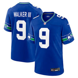 Youth Seattle Seahawks Kenneth Walker III Royal Blue Retro Throwback Nike Game Jersey