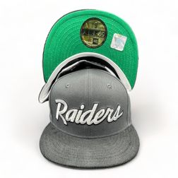 Las Vegas Raiders Gray Two Tone Corduroy Brim Super Bowl XVIII Patch Gray UV 59FIFTY Fitted Hat