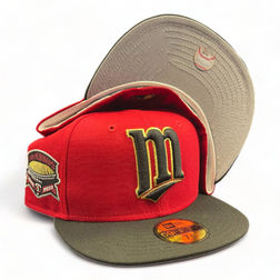 Minnesota Twins Red Black Two Tone Metrodome Patch Gray UV New Era 59FIFTY Fitted Hat