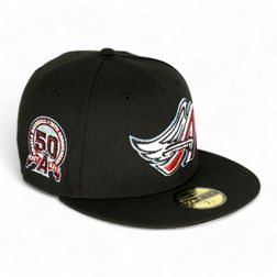 Anaheim Angels Black 50th Aniv Patch Gray UV 59FIFTY Fitted Hat