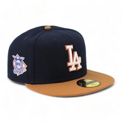 Los Angeles Dodgers Navy Brown NL Patch Gray UV 59FIFTY Fitted Hat