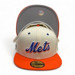 New York Mets Chrome Orange Side Batty Gray UV 59FIFTY Fitted Hat