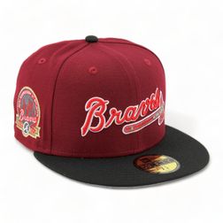 Atlanta Braves Cardinal Red Black 40th Patch Gray UV 59FIFTY Fitted Hat