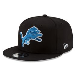 Detroit Lions Black Basic NFL New Era 9FIFTY Adjustable Snapback Hat