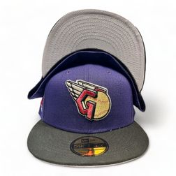 Cleveland Guardians Purple Black Color Splash Pack 2022 All Star Game Patch Gray UV New Era 59FIFTY Fitted Hat