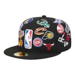 NBA Black All Over Logo Gray UV NBA 59FIFTY New Era Fitted Hat