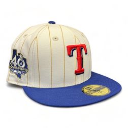 Texas Rangers Chrome Gold Pinstripe Pro Image Exclusive New Era 59FIFTY Fitted Hat