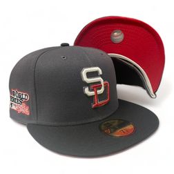 San Diego Padres Charcoal Black Two Tone 1984 WS Patch Red UV New Era 59Fifty Fitted Hat