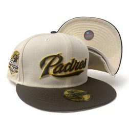 San Diego Padres Chrome Brown Two Tone 40th Anniversary Patch Cream UV New Era 59Fifty Fitted Hat