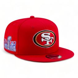 San Francisco 49ers Red Super Bowl LVIII Side Patch New Era 9FIFTY Snapback Hat