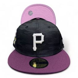 Pittsburgh Pirates Black Hat God 5 Arrival Tiempo Prestado 2006 ASG Patch Pink UV 59FIFTY Fitted Hat