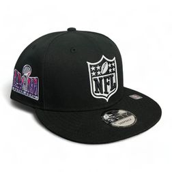 NFL Logo Black SB LVIII Patch NFL New Era 9FIFTY Snapback Hat