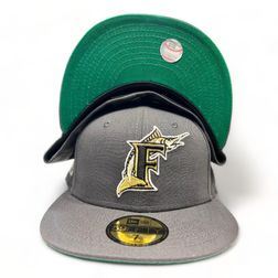 Florida Marlins Graphite Verone X No Batty 1993 Inaugural Year Patch Green UV New Era 59FIFTY Fitted Hat