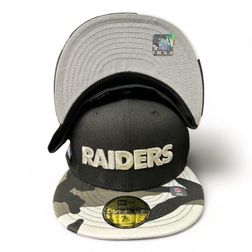 Las Vegas Raiders Metallic Camo Super Bowl XVIII Patch Gray UV New Era 59FIFTY Fitted Hat