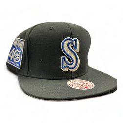 Seattle Mariners Black 40th Anniversary Patch Mitchell and Ness O.G. Snapback Hat