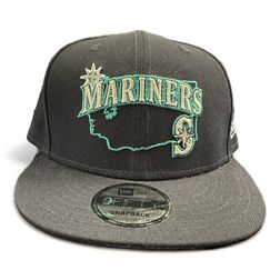 Seattle Mariners Black Teal State Logo New Era 9FIFTY Snapback Hat