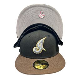 Cleveland Indians Black Brown Two Tone Jacobs Field Patch Gray UV New Era 59FIFTY Fitted Hat